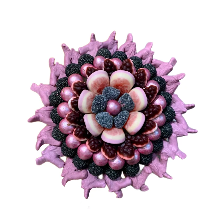 Солодкий Букет «Пурпурний» - вага 1 кг, оригінальний подарунковий букет з мармеладу та маршмелоу, Різнокольоровий (1078/2) фото 1