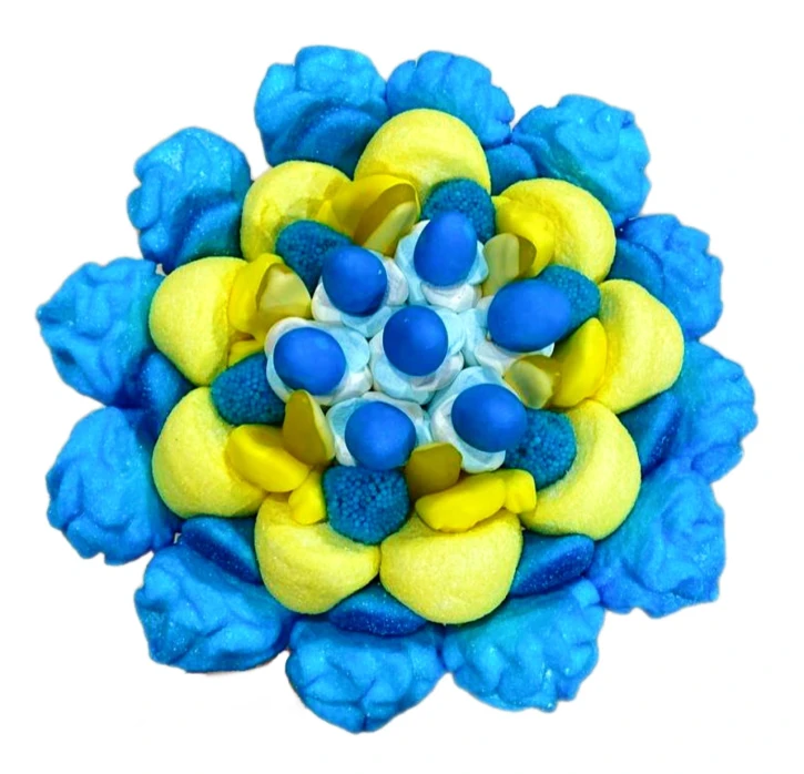 Солодкий Букет «Патріотичний» - вага 1 кг, оригінальний подарунковий букет з мармеладу та маршмелоу, Різнокольоровий (1069) фото 1