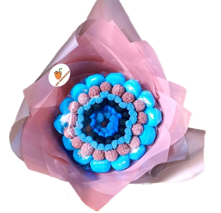 Солодкий Букет «Для НЬОГО» - вага 1 кг, оригінальний подарунковий букет з мармеладу та маршмелоу, Різнокольоровий (1043) фото 1