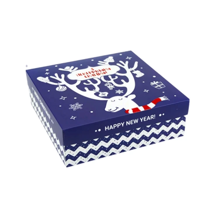 Подарункова новорічна коробочка з картону "З Новорічними Святами", 18 см х 18 см х6 см (Box6) фото 1