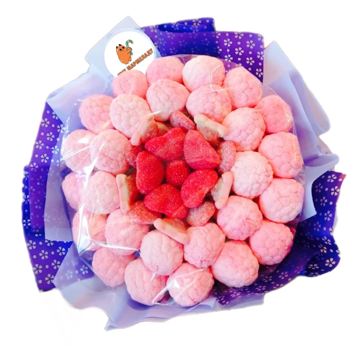 Солодкий Букет «Пурпурний» - вага 1 кг, оригінальний подарунковий букет з мармеладу та маршмелоу, Різнокольоровий (1077) фото 1