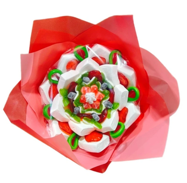 Солодкий Букет «Свіжість» - вага 1 кг, оригінальний подарунковий букет з мармеладу та маршмелоу, Різнокольоровий (1093) фото 1