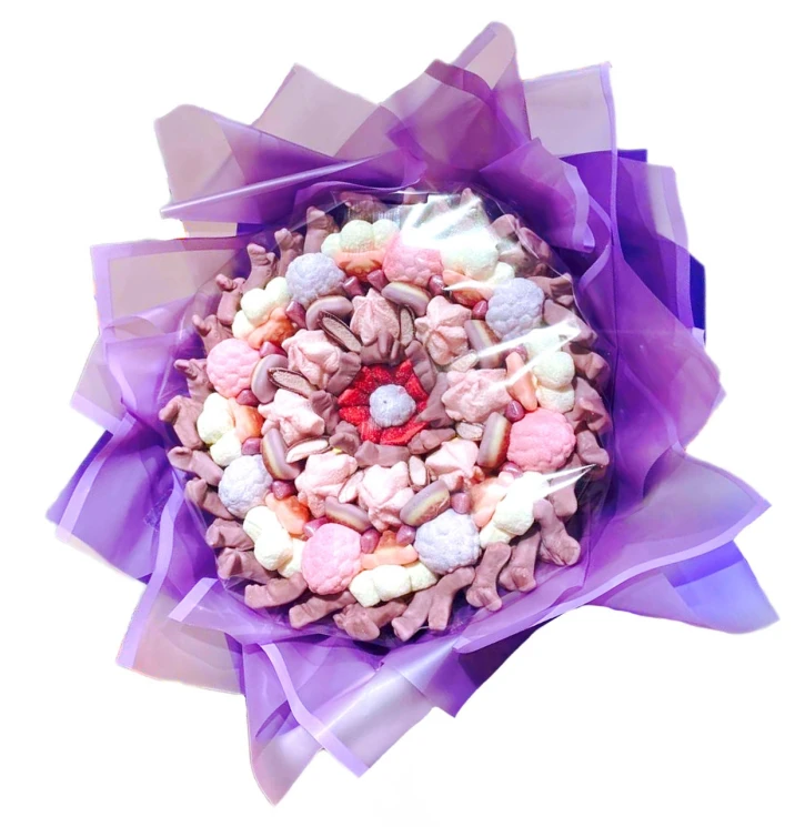 Солодкий Букет «Пурпурний» - вага 1 кг, оригінальний подарунковий букет з мармеладу та маршмелоу, Різнокольоровий (1078) фото 1
