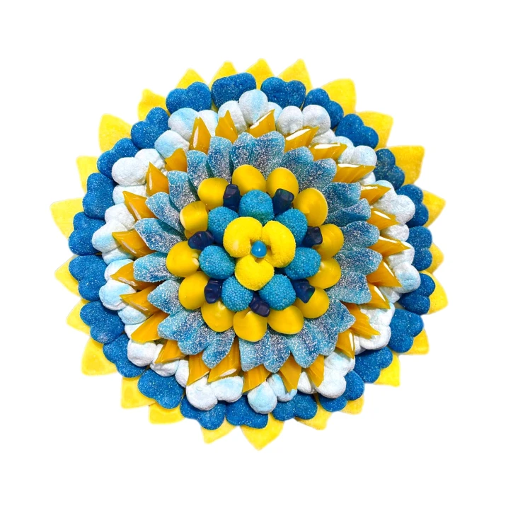 Солодкий Букет «Патріотичний» - вага 1 кг, оригінальний подарунковий букет з мармеладу та маршмелоу (1125/2) фото 1