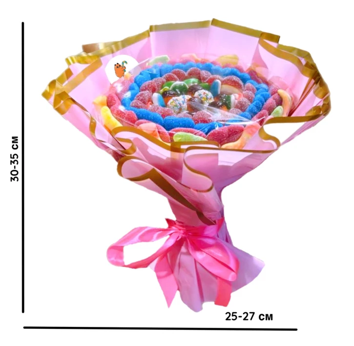 Солодкий Букет «Світанок» - вага 1 кг, оригінальний подарунковий букет з мармеладу та маршмелоу, Різнокольоровий (1097/1) фото 2