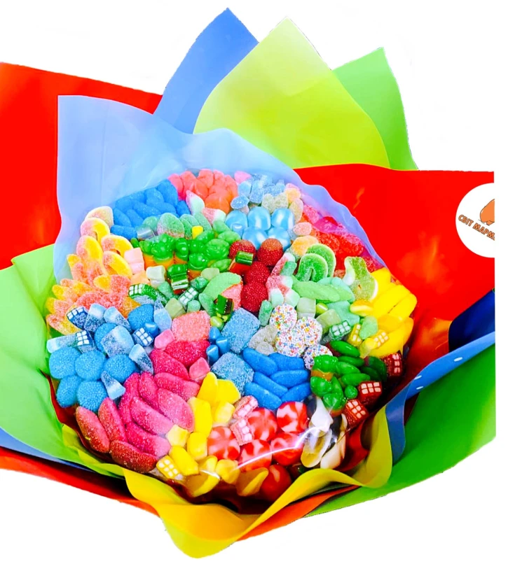 Солодкий Букет «Радість» - вага 1 кг, оригінальний подарунковий букет з мармеладу та маршмелоу, Різнокольоровий (1015) фото 1