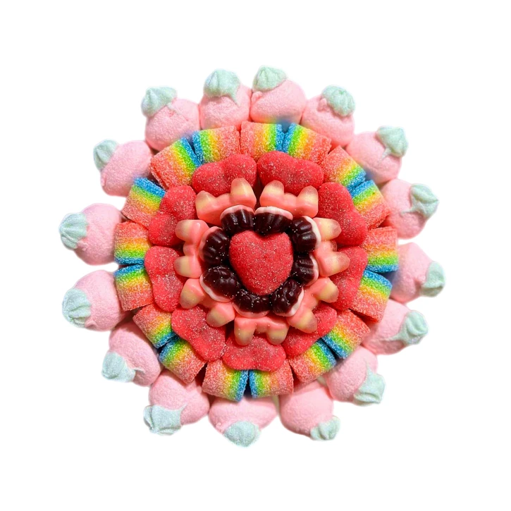 Солодкий Букет «Кохання» - вага 1 кг, оригінальний подарунковий букет з мармеладу та маршмелоу, Різнокольоровий (1045/7) фото 1