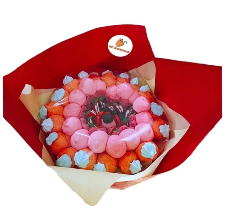 Солодкий Букет «Для НЬОГО» - вага 1 кг, оригінальний подарунковий букет з мармеладу та маршмелоу, Різнокольоровий (1044) фото 1