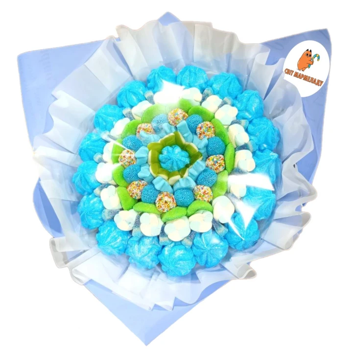 Солодкий Букет «Світло» - вага 1 кг, оригінальний подарунковий букет з мармеладу та маршмелоу, Різнокольоровий (1105) фото 1