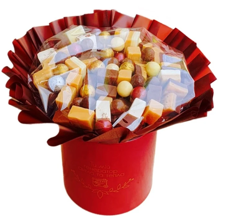 Солодкий Букет «Для НЬОГО» - вага 1 кг, оригінальний подарунковий букет з мармеладу та маршмелоу, Різнокольоровий (1039) фото 1