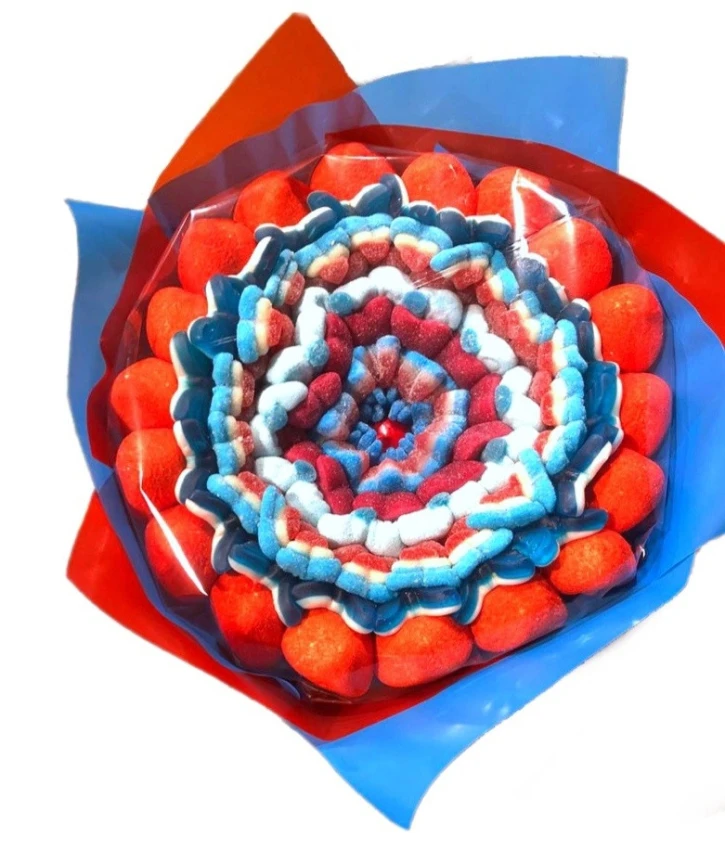 Солодкий Букет «Для НЬОГО» - вага 1 кг, оригінальний подарунковий букет з мармеладу та маршмелоу, Різнокольоровий (1037) фото 1