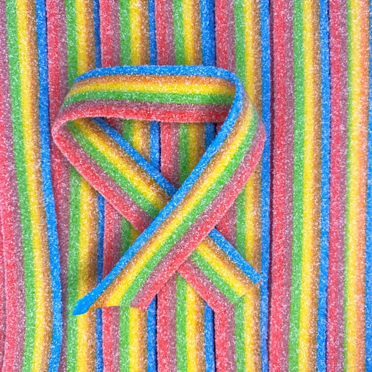 Стрічки веселка в кислій посипці  - жувальний мармелад- 100 грам , 100г Damel (waga97) фото 1