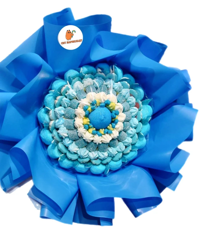 Солодкий Букет «Патріотичний» - вага 1 кг, оригінальний подарунковий букет з мармеладу та маршмелоу, Різнокольоровий (1066) фото 1