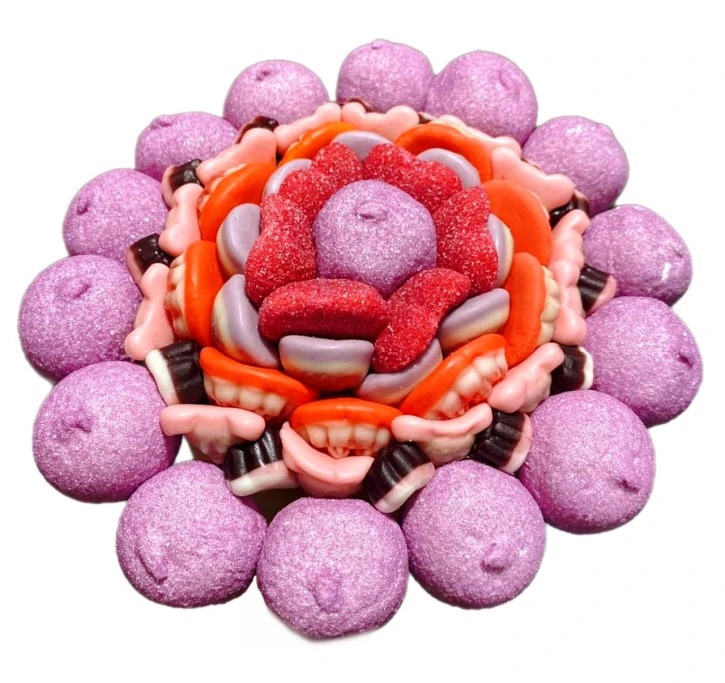Солодкий Букет «Пурпурний» - вага 1 кг, оригінальний подарунковий букет з мармеладу та маршмелоу, Різнокольоровий (1075) фото 1