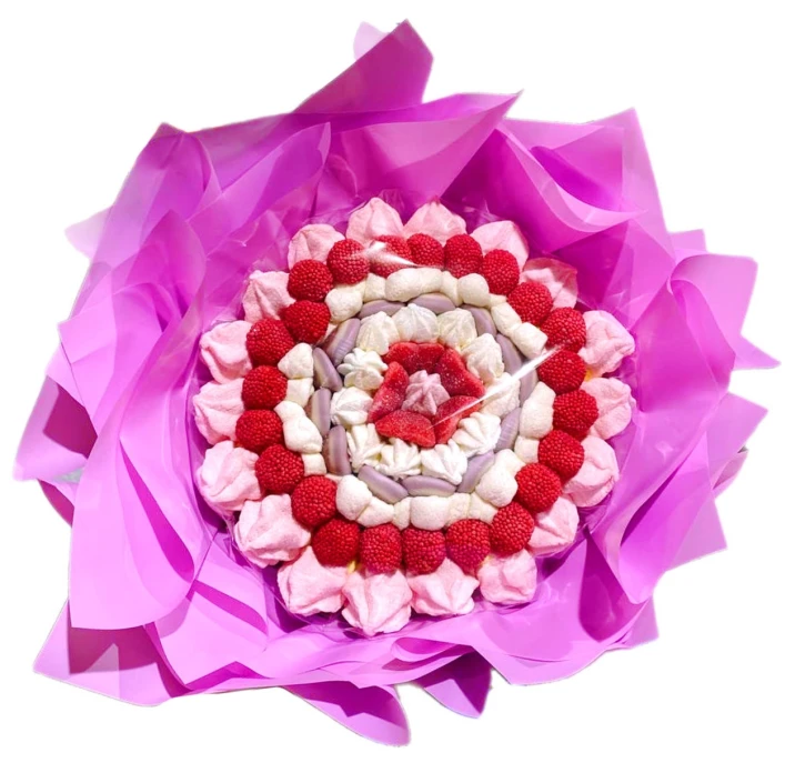 Солодкий Букет «Пурпурний» - вага 1 кг, оригінальний подарунковий букет з мармеладу та маршмелоу, Різнокольоровий (1072) фото 1
