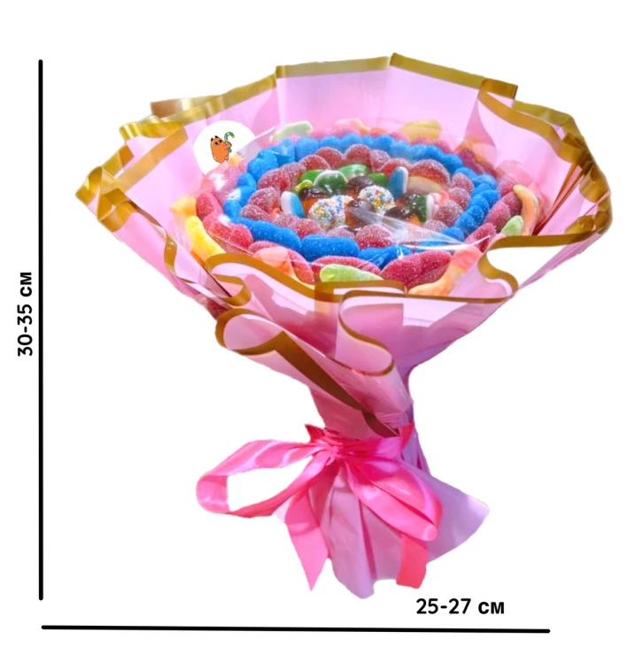 Солодкий Букет «Свіжість» - вага 1 кг, оригінальний подарунковий букет з мармеладу та маршмелоу, Різнокольоровий (1016/1) фото 3
