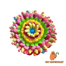 Солодкий Букет «Радість» - вага 1 кг, оригінальний подарунковий букет з мармеладу та маршмелоу, Різнокольоровий (0031)