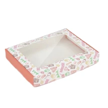 Подарункова новорічна коробочка з картону "Святкова з віконцем", 15 см х 20 см х 3 см (Box)