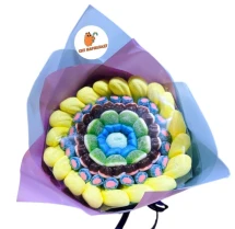 Солодкий Букет «Ніжність» - вага 1 кг, оригінальний подарунковий букет з мармеладу та маршмелоу, Різнокольоровий (1059)