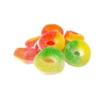 Кільця-пончики мармеладні в кислій посипці (кисло-солодкі) – 100 гр Candy Plus (waga53/2)