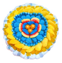 Солодкий Букет «Патріотичний» - вага 1 кг, оригінальний подарунковий букет з мармеладу та маршмелоу, Різнокольоровий (1063)