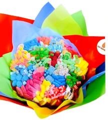 Солодкий Букет «Радість» - вага 1 кг, оригінальний подарунковий букет з мармеладу та маршмелоу, Різнокольоровий (1015)