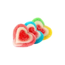 Серця 3D Фруктові в цукровій посипці - жувальний мармелад - 100 грам Dulceplus