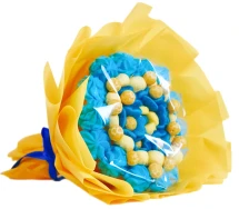 Солодкий Букет «Патріотичний» - вага 1 кг, оригінальний подарунковий букет з мармеладу та маршмелоу, Різнокольоровий (1064)