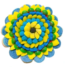 Солодкий Букет «Патріотичний» - вага 1 кг, оригінальний подарунковий букет з мармеладу та маршмелоу, Різнокольоровий (1068)