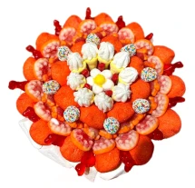 Солодкий Букет «Грація» - вага 1 кг, оригінальний подарунковий букет з мармеладу та маршмелоу, Різнокольоровий (1027)