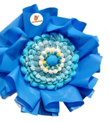 Солодкий Букет «Патріотичний» - вага 1 кг, оригінальний подарунковий букет з мармеладу та маршмелоу, Різнокольоровий (1066)