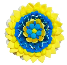 Солодкий Букет «Патріотичний» - вага 1 кг, оригінальний подарунковий букет з мармеладу та маршмелоу, Різнокольоровий (1070)