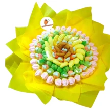 Солодкий Букет «Сонячний» - вага 1 кг, оригінальний подарунковий букет з мармеладу та маршмелоу, Різнокольоровий (1108)