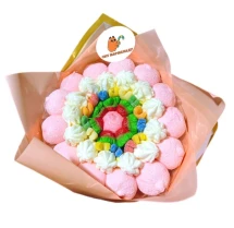 Солодкий Букет «Ніжність» - вага 1 кг, оригінальний подарунковий букет з мармеладу та маршмелоу, Різнокольоровий (1058)