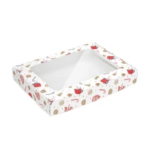 Подарункова  коробочка з картону "Святкова з віконцем", 15 см х 20 см х 3 см